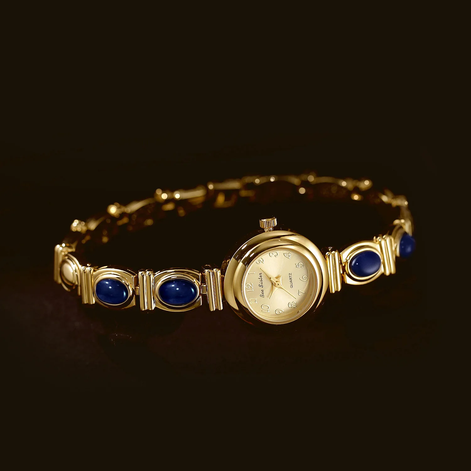 

Женские часы Lucky Bracelet Натуральное синее золото Нефритовый цвет Сокровище Синий стальной ремень Кварцевые водонепроницаемые часы Relogio Feminino