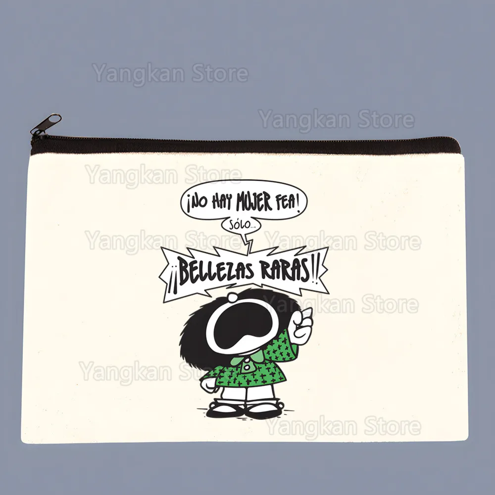 

Mafalda 's Bag Pure White Canvas Card Coin Purse Female Cute Simple Coin Mini Zipper Bag