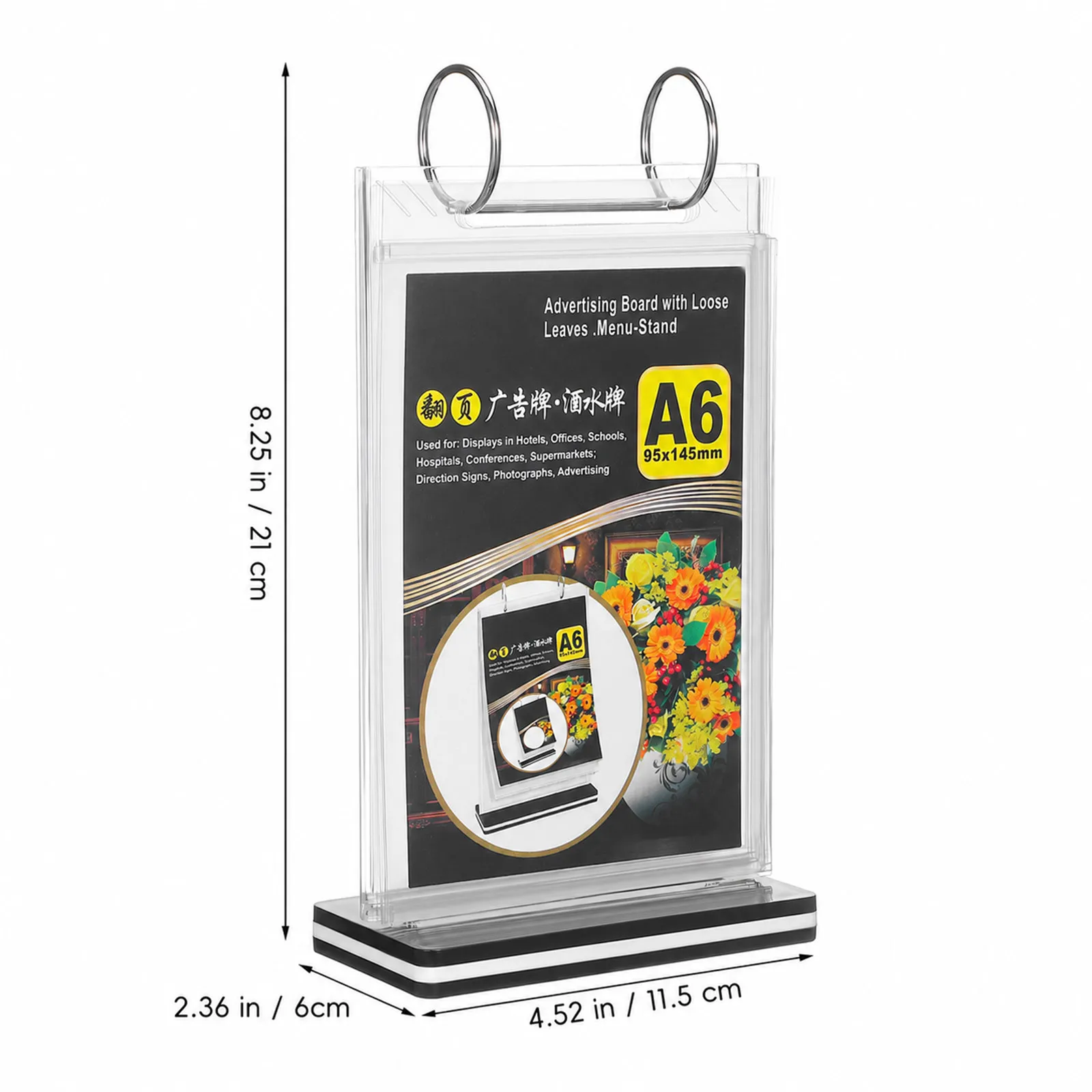 Menu Display Stand A6 PVC Desktop Menu Holder Stable Tabletop Sign Holder for Restaurants Bars Coffee Shops Catering Events