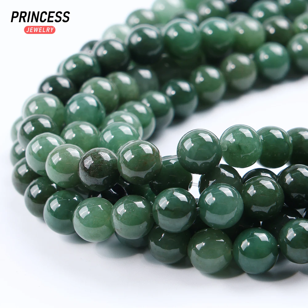 A ++ الطبيعية غواتيمالية الأخضر الجاديت اليشم 8-10 مللي متر أحجار كريمة مفكوكة الخرز لصنع المجوهرات سوار ذاتي الصنع خرز كريستالي #5