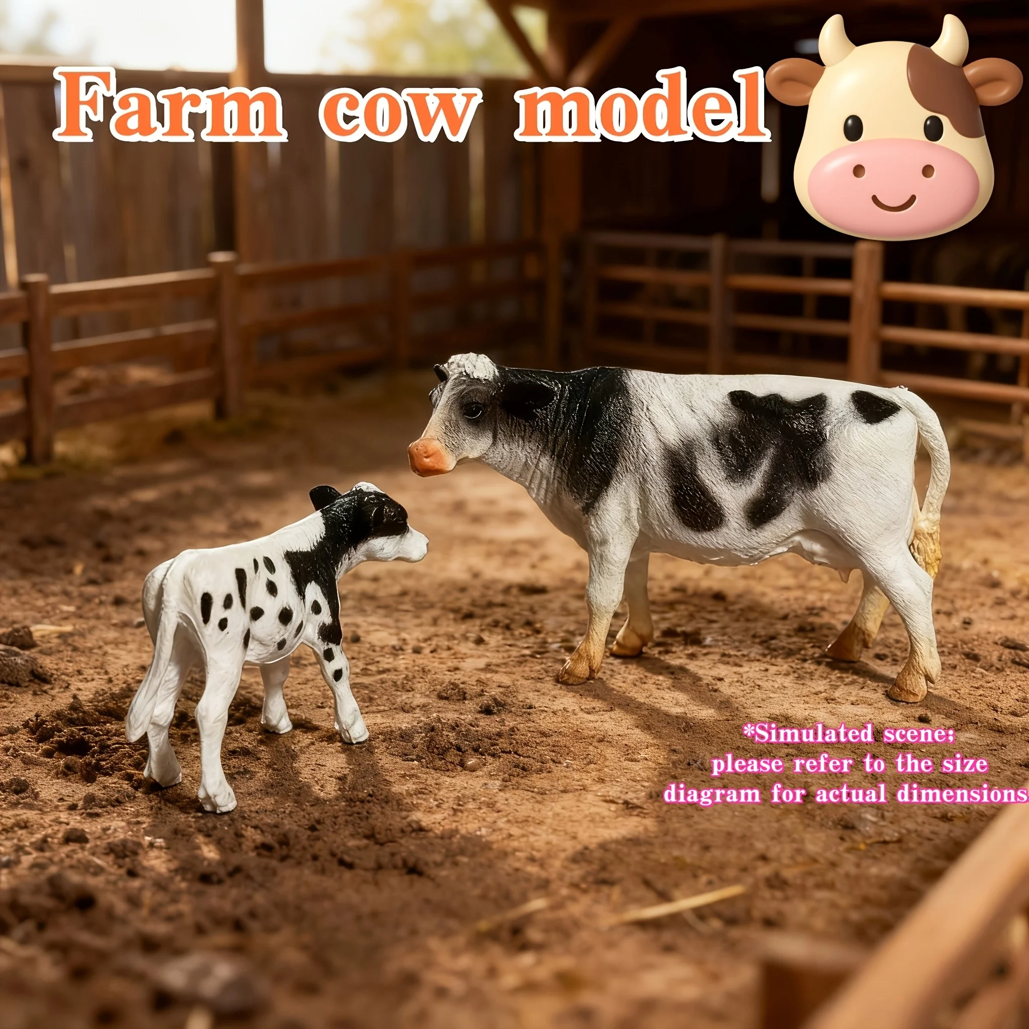 Modelo de animal de fazenda, vaca e vitelos, decorações para casa, peças ornamentais, tema rural, acessórios para quarto, figuras colecionáveis
