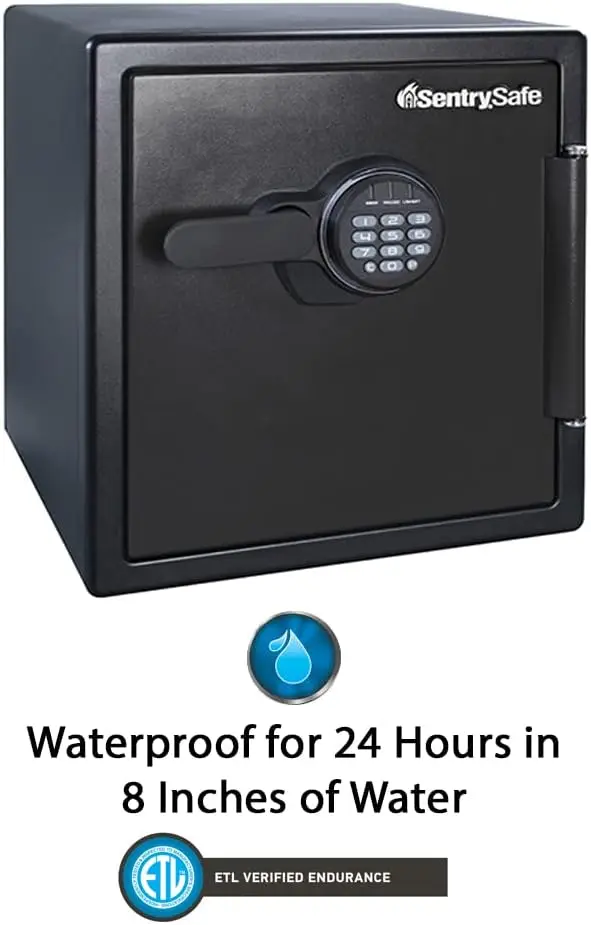 Fireproof Waterproof Safe with Digital Keypad, 1.23 Cubic Feet, black