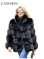 ZADORIN Fashion Thick Warm Winter Coat Women Luxury Faux Fox Fur Coat Jackets Women Stand Fur Collar Fake Fur Jacket Outerwear