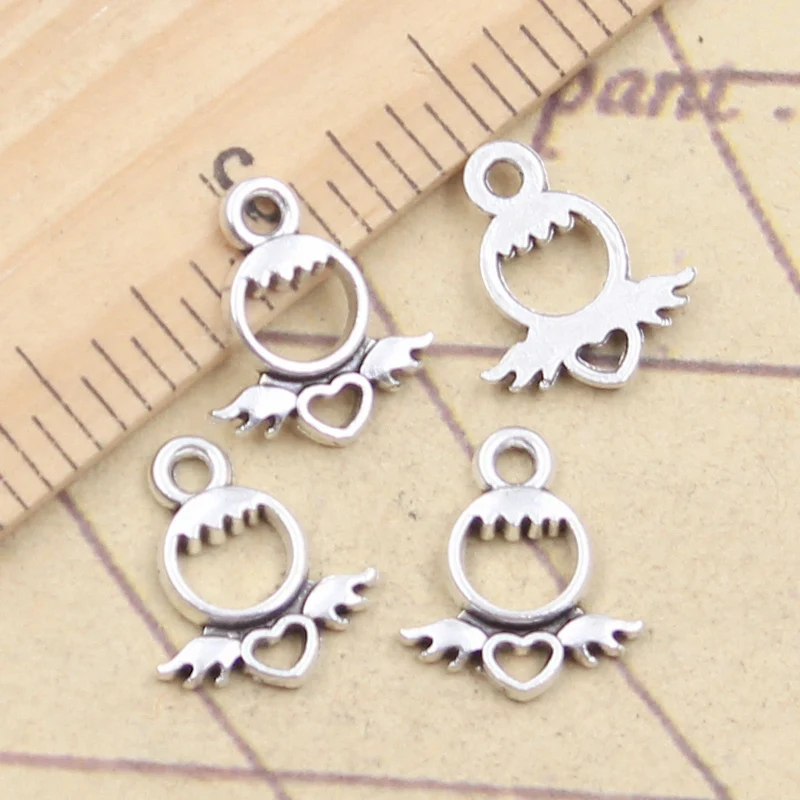 30pcs Charms Heart Angel 14x12mm Tibetan Silver Color Pendants Antique Jewelry Making DIY Handmade Craft