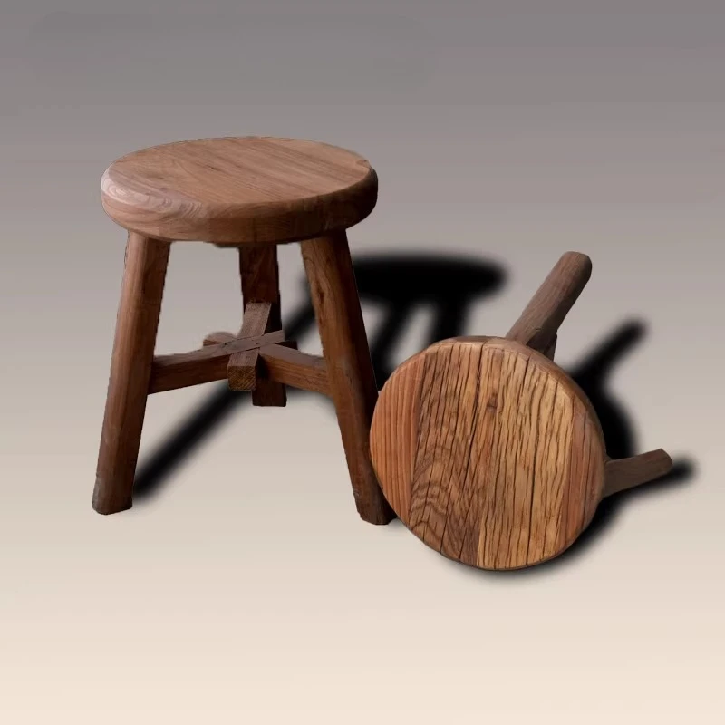 

Solid Wood Small Stool, Entryway Shoe Bench, Balcony Sitting Stool, Multifunctional Home Round Stool, Durable Portable