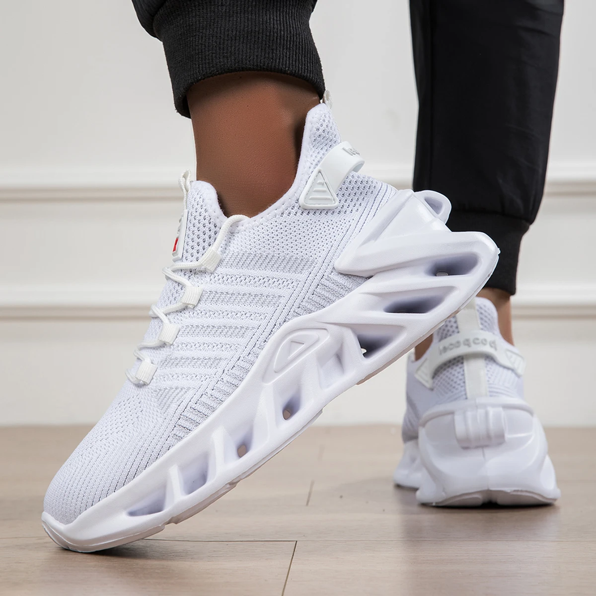 Modische Vielseitige Bequeme Gestreifte Sport-Freizeitschuhe für Herren, Unisex Dickbesohlte Lauf- und Wanderschuhe – Detail 6