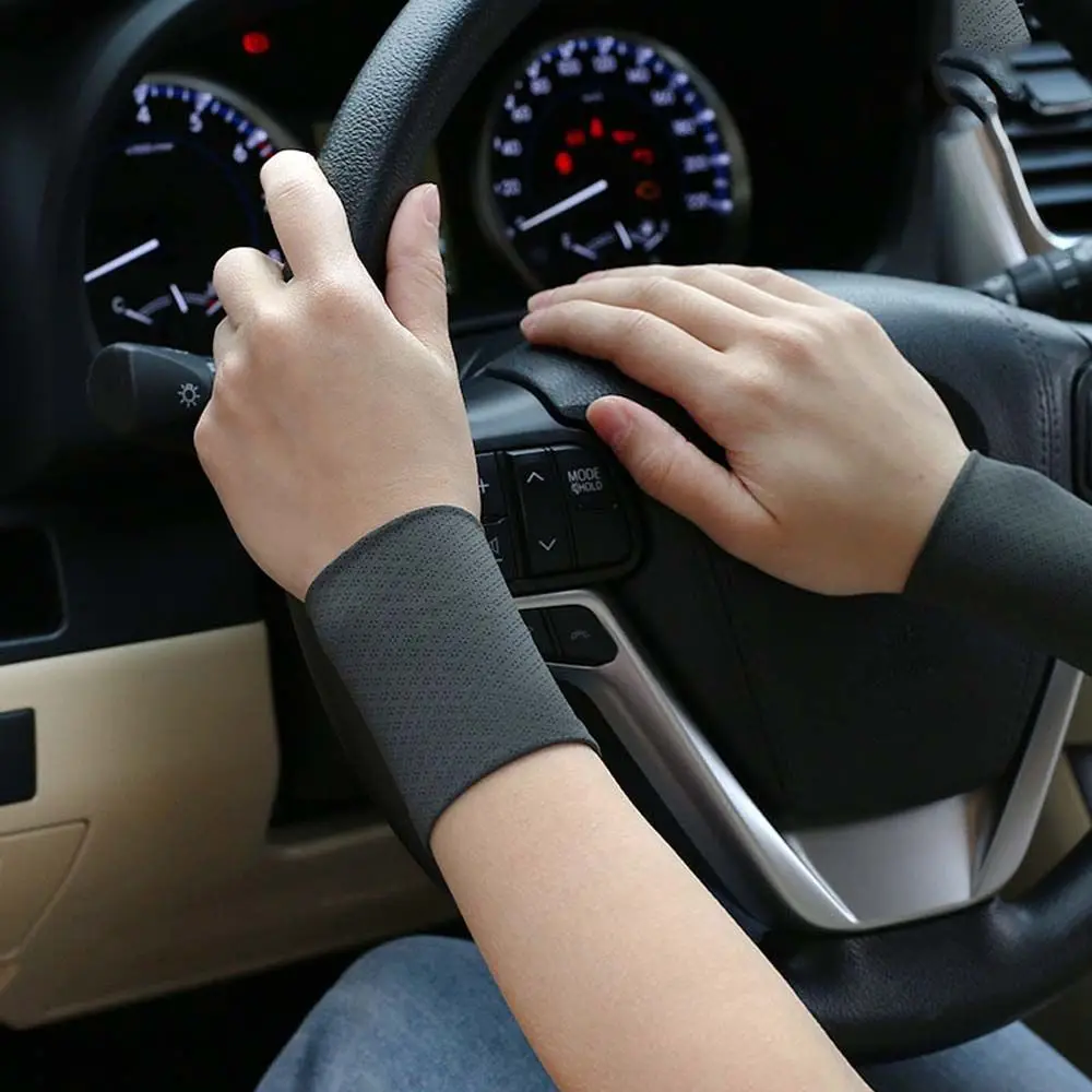 Unisex Untuk Pria Wanita Penutup Pergelangan Tangan Elastis Warna Solid Pelindung Matahari Lengan Sutra Es untuk Bersepeda Gelang Olahraga