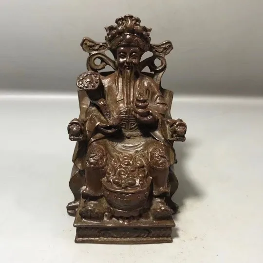 old copper objects, dragon chair,  god of wealth, playing with collection of old bronz