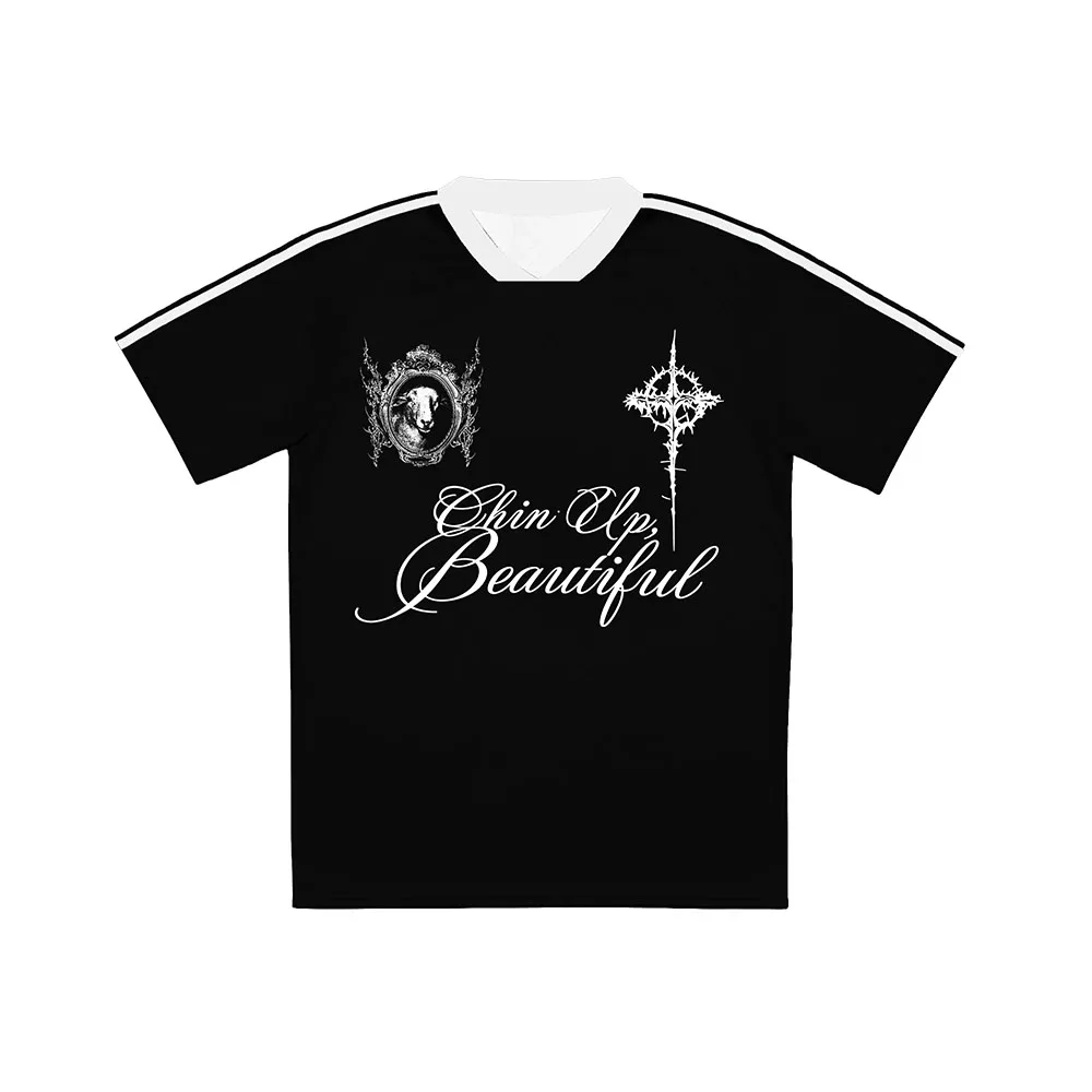 Jutes Merch Smile You’re on Tour 2026 Jersey Vintage Gothic Cross Sheep Graphic T-shirt Short Sleeve Tee Loose Print Streetwear