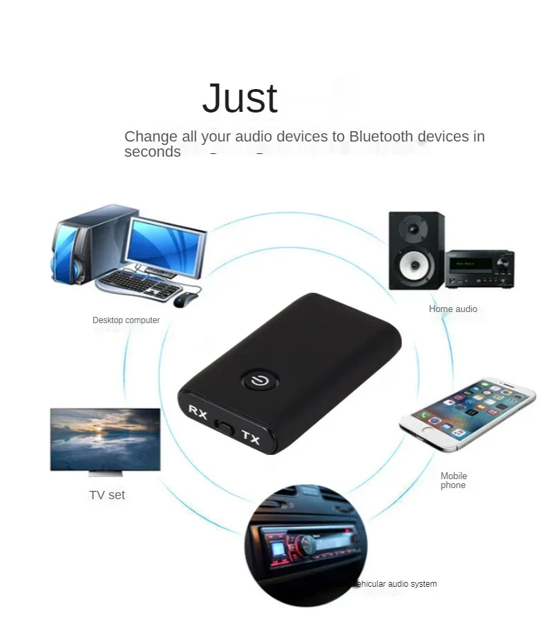 Bluetooth Receiver Transmitter BT5.0 2 In 1 Stereo Wireless Audio Adapter 3.5MM Aux Jack RCA for Car PC TV Headphone Speaker