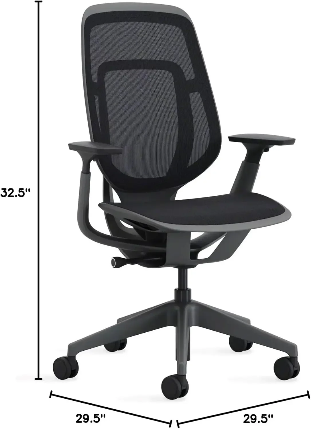 Desk Chair - Adjustable Desk Chair  4 Points of Adjustability Lumbar Support  Black Frame & Black Mesh