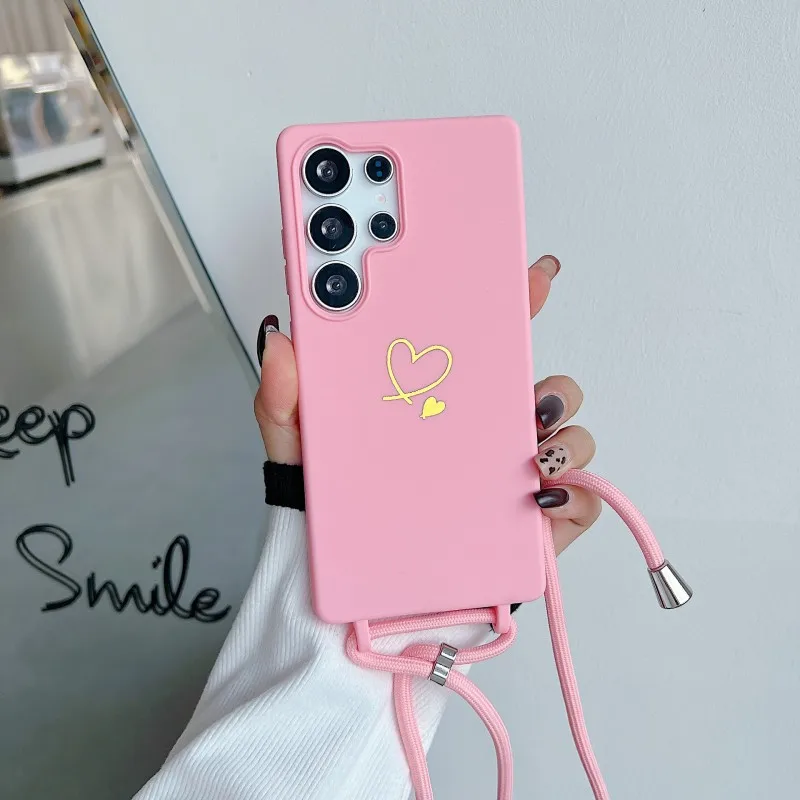 Liebesschutz-Handyhülle mit Umhängekordel für Samsung Galaxy S26 Ultra S25 FE S21 S22 S23 S24 Plus – Stoßfeste Candy Crossbody Halskordel-Hülle mit weichem Schutz – Detail 12
