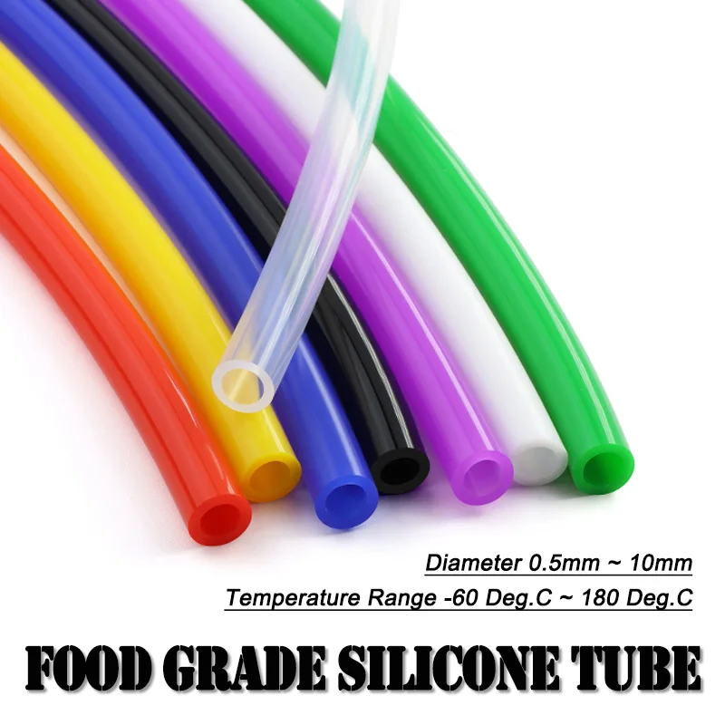 5M Food Grade Silicone Tube Diameter 0.5 1 2 3 4 5 6 7 8 9 10 mm High Temperature Resistant Flexible Rubber Tubing Water Hose