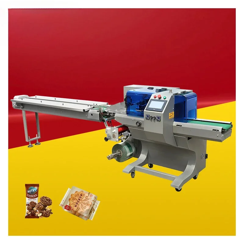 350 Model Horizontal Paper Loading High Speed Three Servo Fruit Cake Biscuit Bag Customized Size Packaging Machine