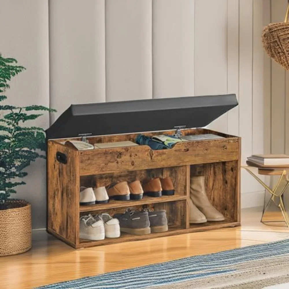 

Storage shoe rack, with cushion, shoes stool, padded seat, hidden storage rack, entrance passage, Shoe Cabinets