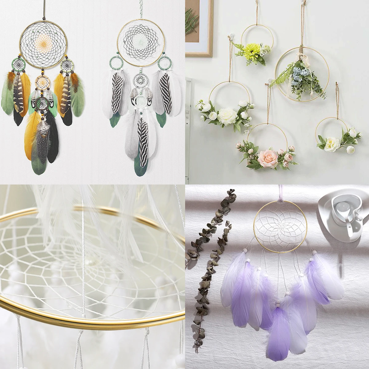 

4Pcs Metal Dreamcatcher Rings Set Sturdy Round Rings Various Sizes for Macrame Plant Hangers DIY Craft Supplies
