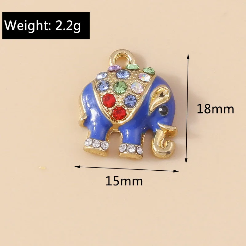 Ciondolo elefante indiano in cristallo colorato smaltato da 10 pezzi per ciondoli con collana di orecchini fai da te accessori per la creazione di gioielli fatti a mano