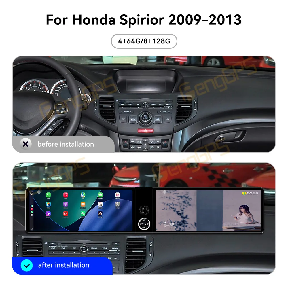 

Dual Screen 12.3 Inch Android 13 Car Radio CarPlay For Honda Spirior 2009-2013 Touch Screen Multimedia Player Head Unit DSP Auto