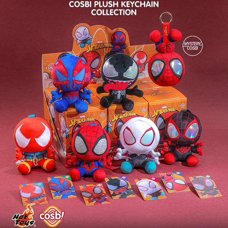 

Hot Toys Plush Blind Box Marvel Spider-Mam Cosbi Plush Keychain Collection Miles Morales Venom Doll Children Birthday Toys Gift