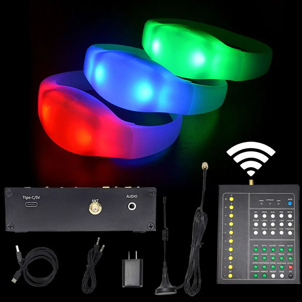 

RGB LED Nylon Tape Silicone Bracelets Flash Wristband 1000 Meters 433MHz Remote Control Wristbands For Kids Adults Stage Party