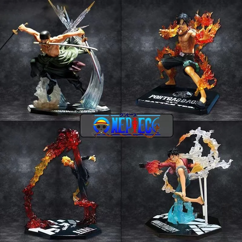 

Hot New One Piece Anime Figure Fire Fist Luffy Ace Sanji Battle Model Dolls PVC sabo Action Figurine Zoro Ghost Three-Knife Toys