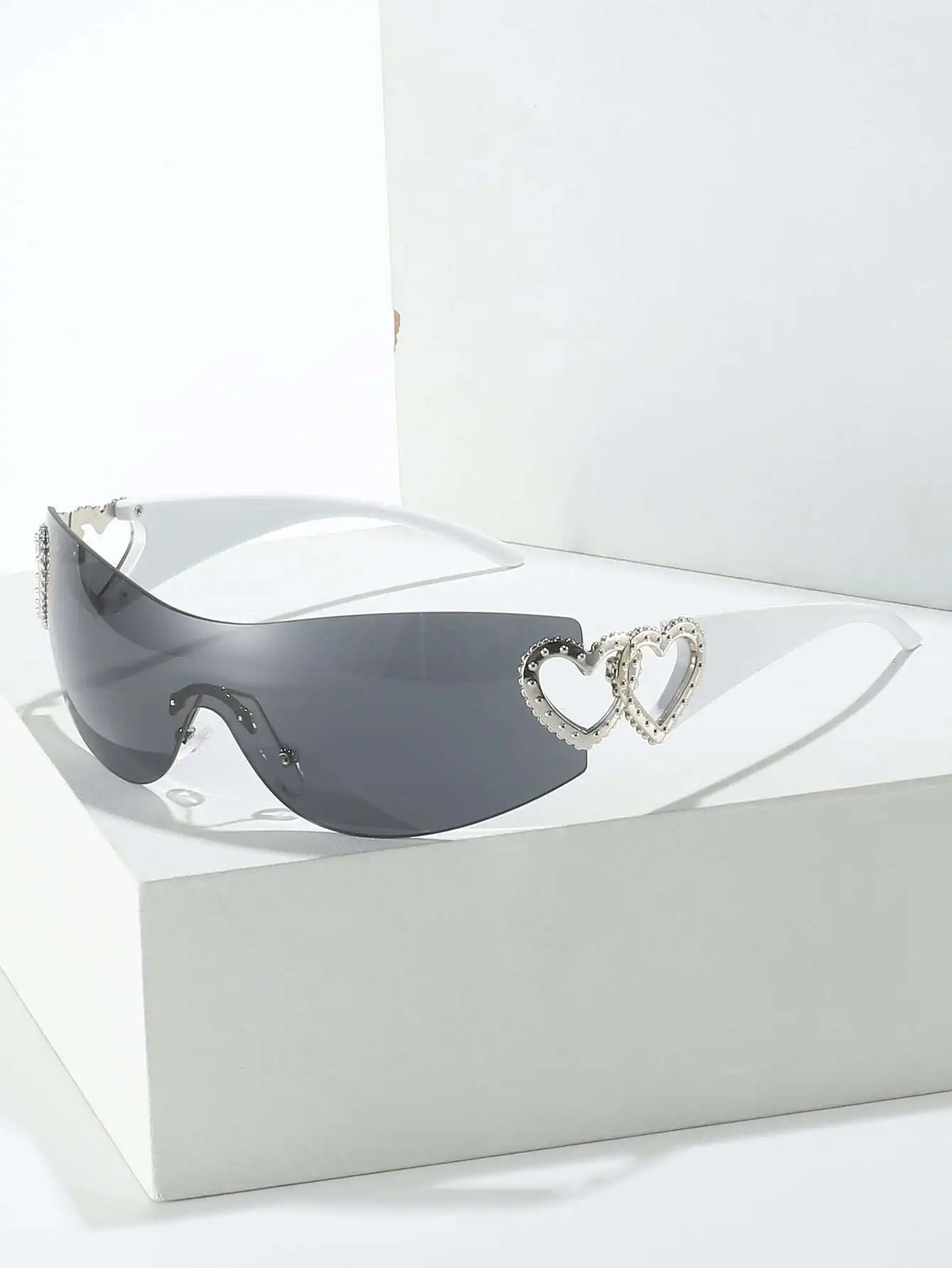 1 Pc Plastic Frameless Wraparound Fashion Decorative Glasses For Summer Beach Vacation,Outdoor,Travel Preppy Style For Back To School