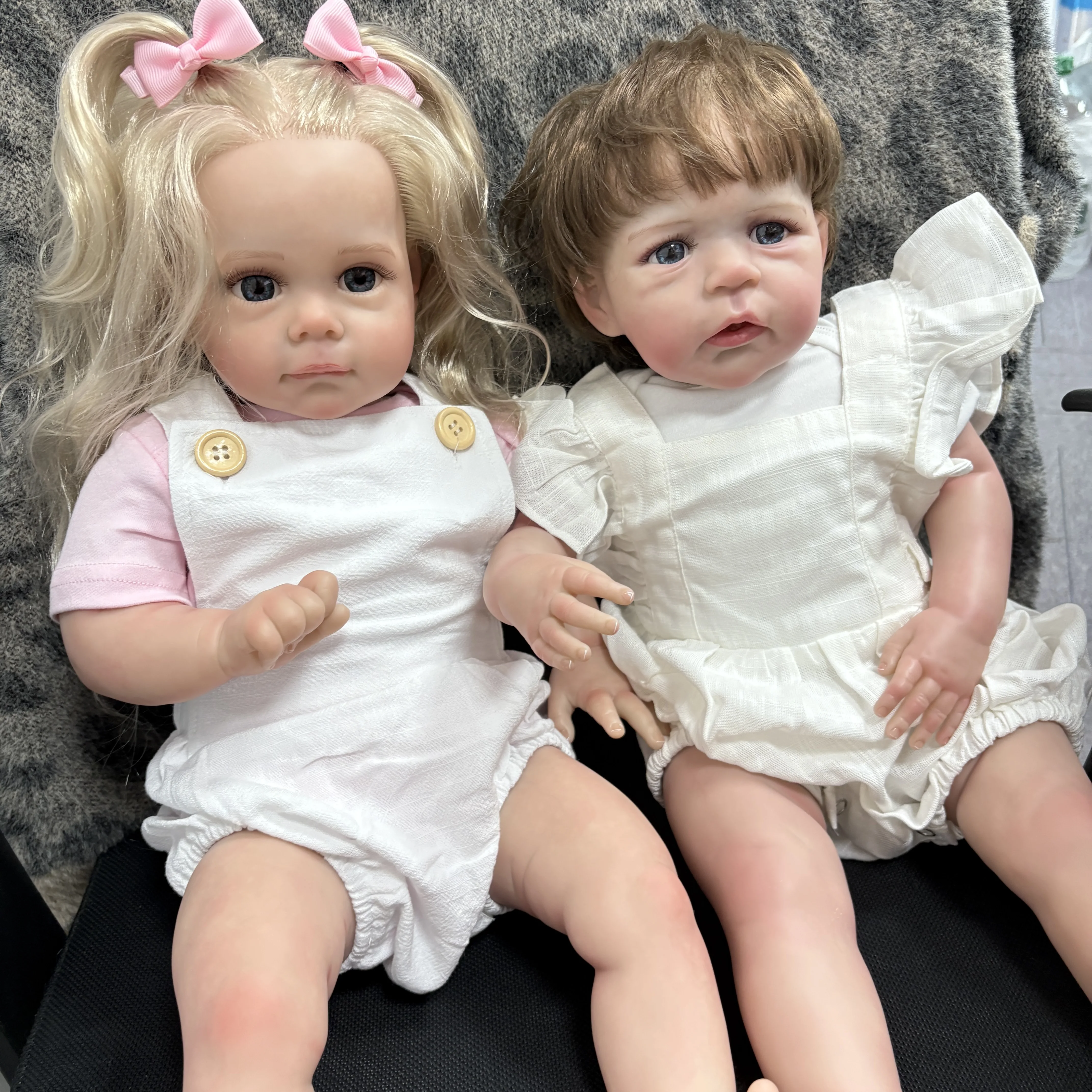 NPK 24''Handgemaakte Collectible Art Doll Genesis Paint 3D Zichtbare Aderen Reborn Baby Maggie en Sandie Levensechte Soft Touch Bebe Gift