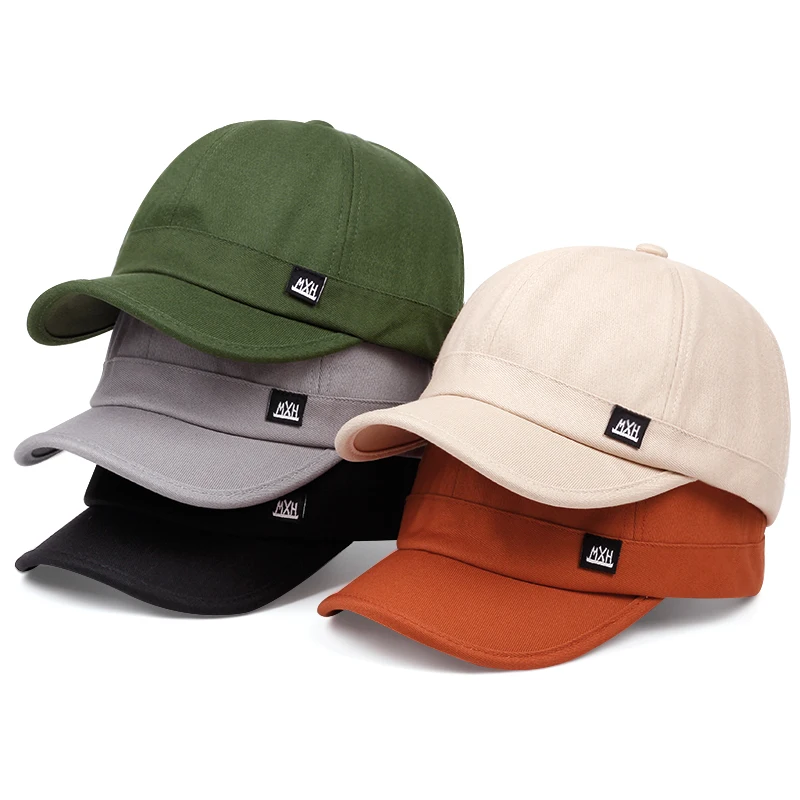 2024 New Fashion Retro Women\'s Korean Solid Color Short Mxh Letter Label Casual Fashion Outdoor Sports Sun Hat