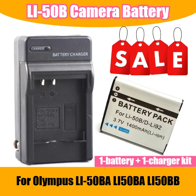 

3.7V 1400mAh LI-50B Camera Battery+Charger,for Olympus LI-50BA LI50BA LI50BB