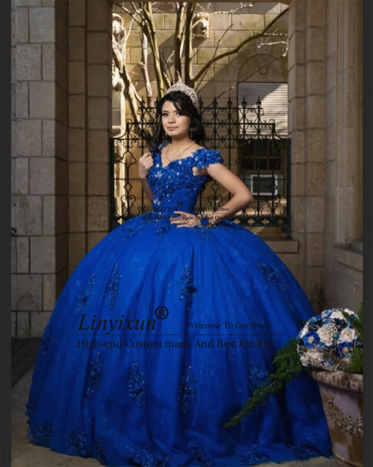 Mexican Royal Blue Quinceanera Dress Lace Applique Beading Back Corset Sweet 16 Gowns Princess Birthday Vestidos De 15 Anos