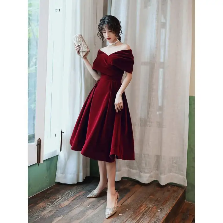 Ofallsis French Style Off Shoulder Evening Dress 2024 New Banquet High End Luxury Birthday Party Elegance One Shoulder Dresses