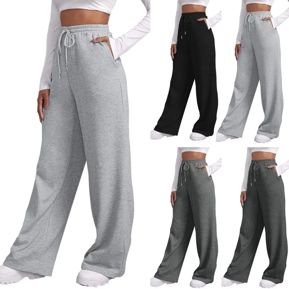 Wijde Pijpen Broek Voor Dames Fleece Gevoerde Joggingbroek Rechte Broek Onderkant All-Math Gewoon Fitness Joggingbroek Reizen Basic