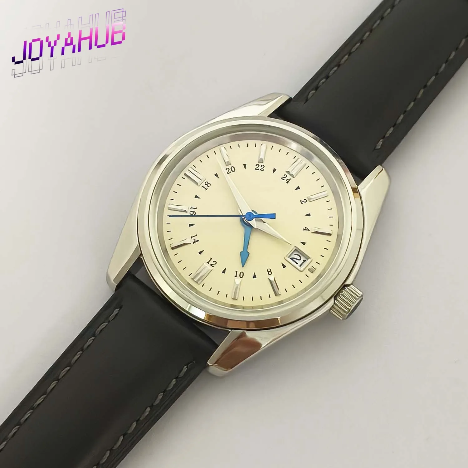 

Аксессуары для часов с логотипом по индивидуальному заказу, прозрачный корпус 38 мм, черный кожаный ремешок, стеклянное зеркало с механизмом NH34, без ночника OEM