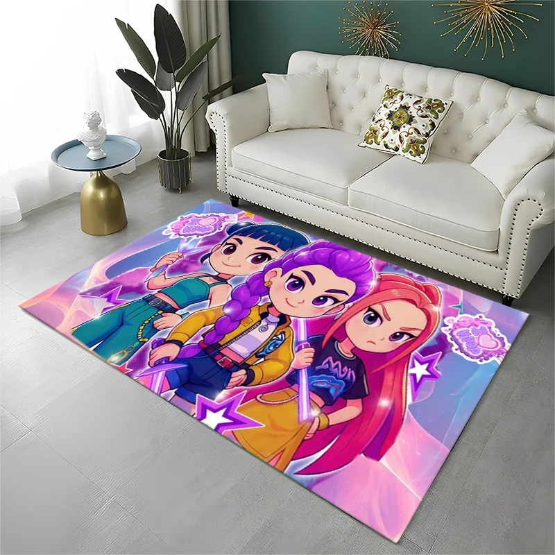 KPop D-Demon H-Hunters S-Saja Cartoon Non-Slip Area Rug for Living Room Bedroom Playroom,Carpet Floor Mat for Home Decor Holiday