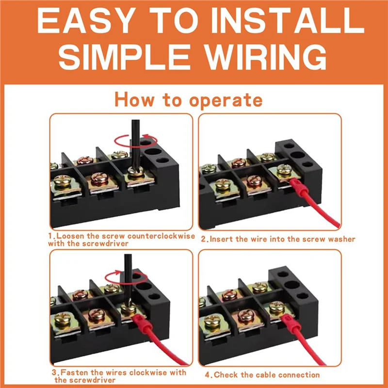 

【Hot-Selling!】4PCS 12 Circuits 12 Positions Terminal Block 20-30A 200-450V Dual Row Screw Terminals Strip