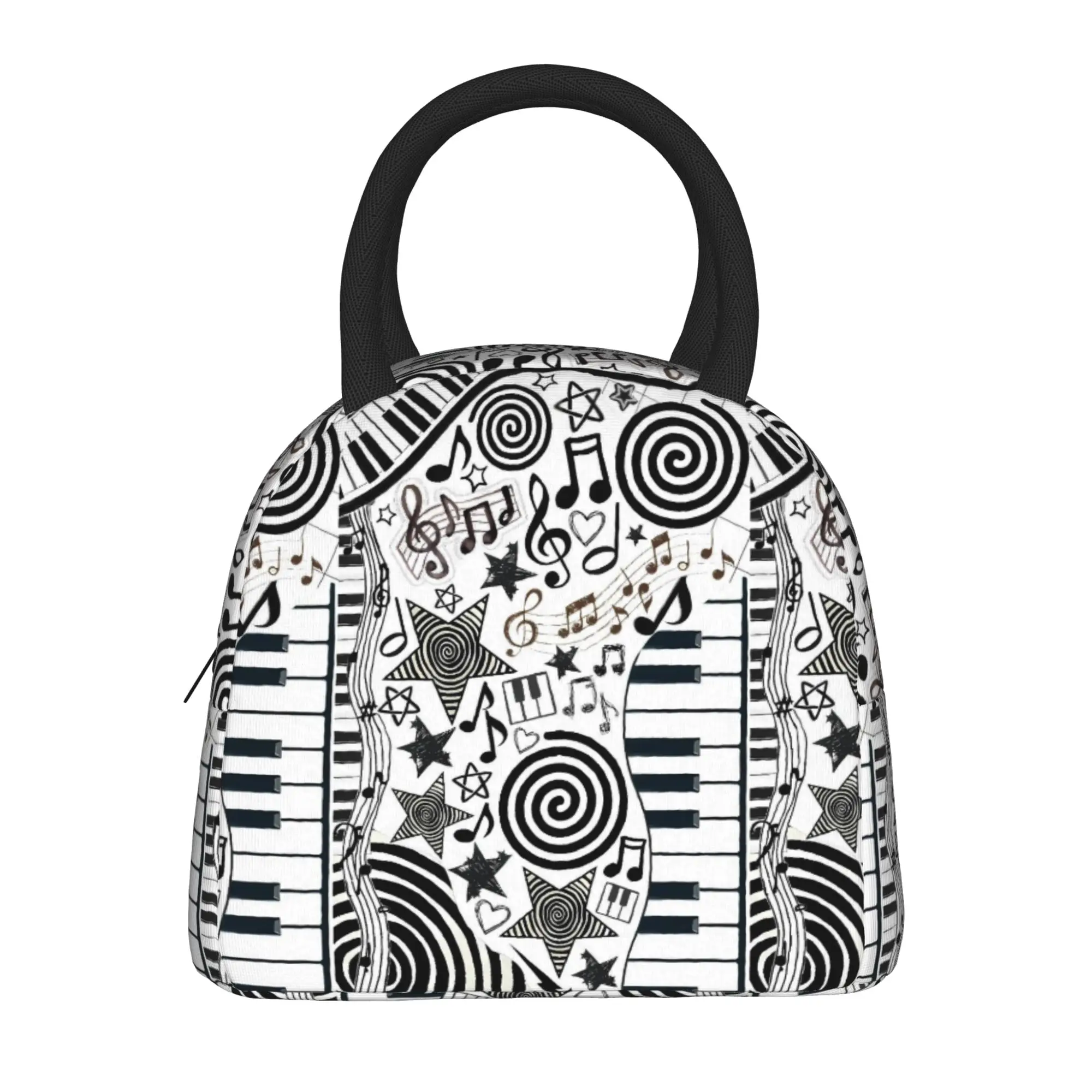 Personalized Piano Mochilas Mujer Polka Dot Print Lunch Bag For Child Lunch Box Travel Cooler Bag Oxford Thermal Tote Handbags