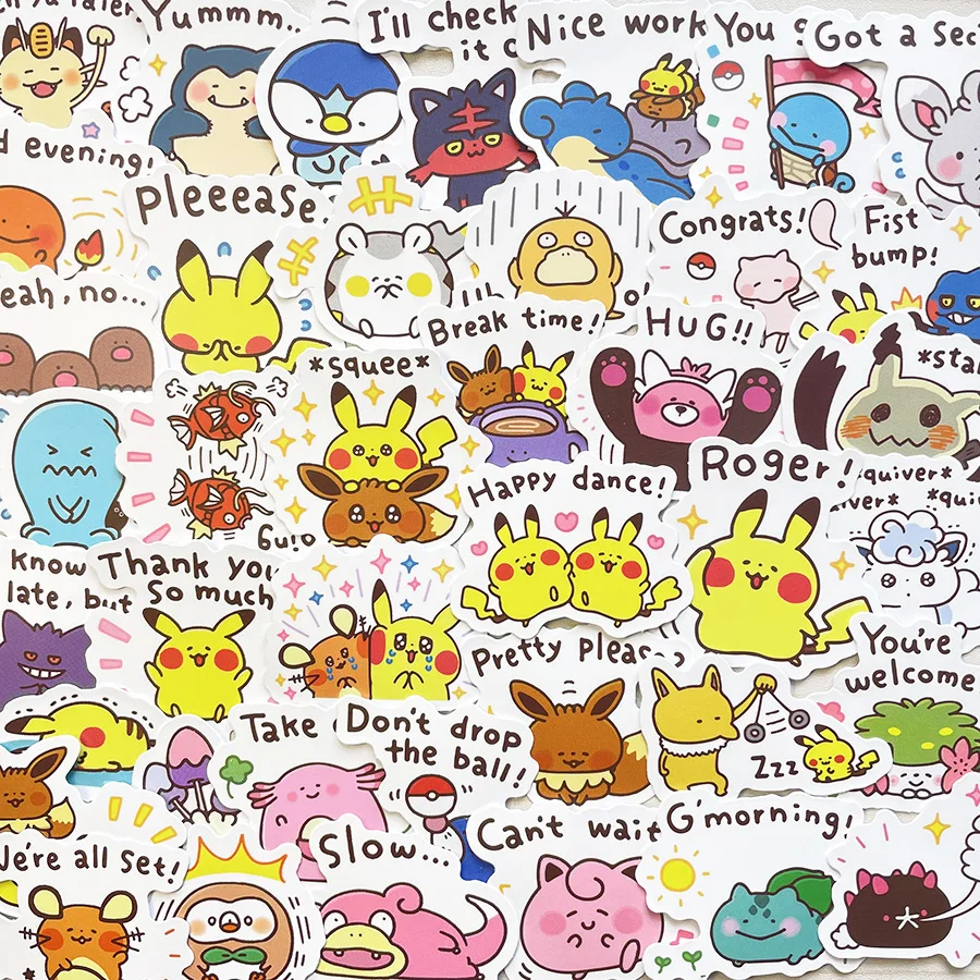 

40PCS Pokémon Kawaii Pikachu Gengar Eevee Sticker Personalized Cartoon Cute Graffiti Waterproof Decal Kids Toy for Luggage