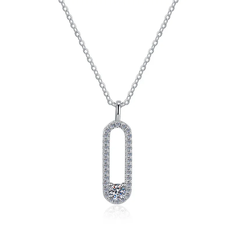 3MM 18K White Gold Plate Full Moissanite Necklace for Women Sparkling 925 Sterling Silver Pendant Birthday Gift Wholesale