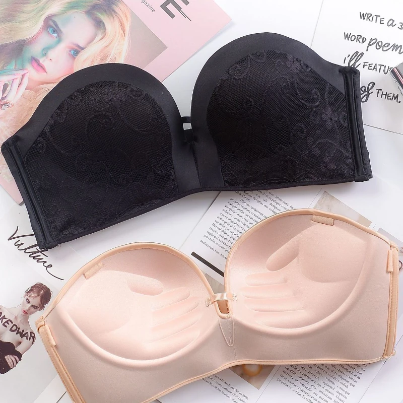 Sexy Women Strapless Bra Wireless Super Push Up Invisible bralette Backless Small Breast Lace Brassiere Seamless Lingerie Tops