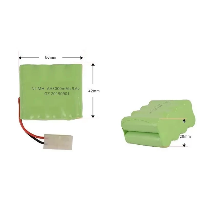 Akumulator Ni-MH 9,6 V 3000 mAh + Ładowarka USB do zabawek RC, samochodów, czołgów, pociągów, robotów, łodzi, pistoletów, akumulator AA 9,6 V AA Ni-MH, zestaw akumulatorów wielokrotnego ładowania