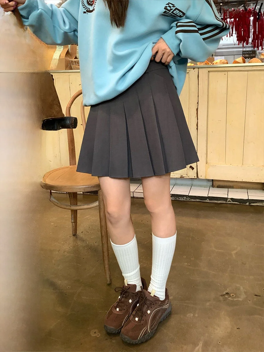 

COK ket Pure Color Suit Casual Skirt for Young Girls Autumn Season Polyester Fabric mid Waist Design Loose Fit