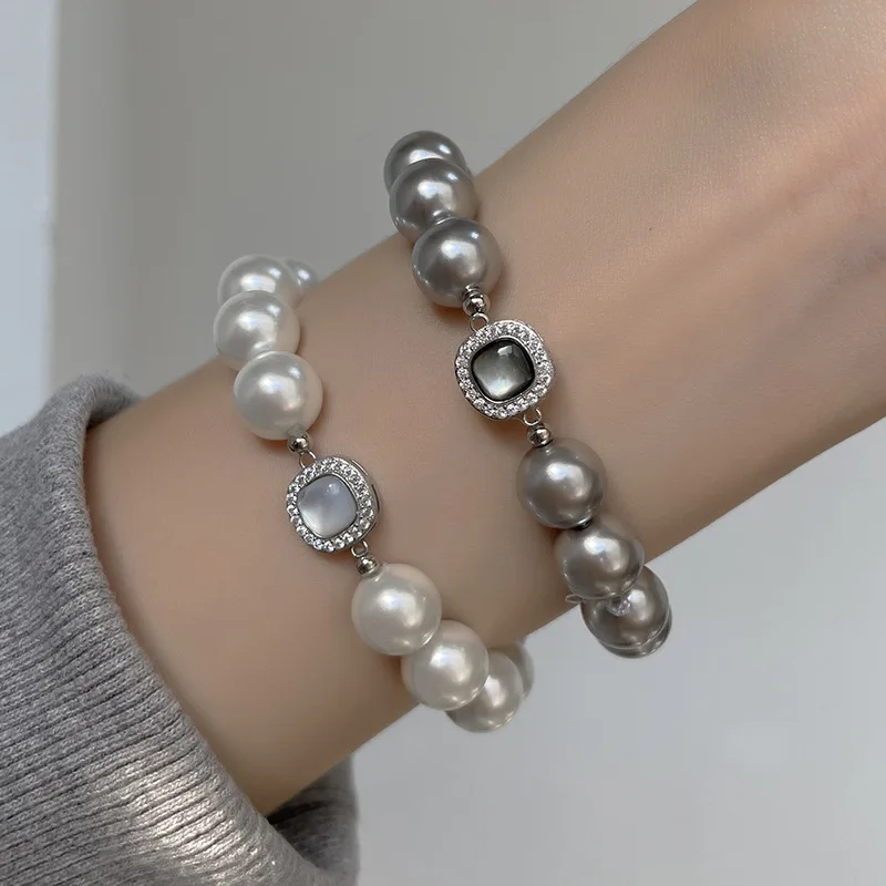 Imitation Pearl Elastic Strand Bracelets For Women Fashion Jewelry Trendy Basic New Styles Party Accessories Elegant Gifts C1554