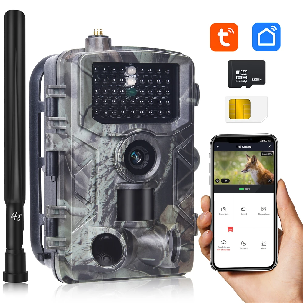 30MP 2K 4G Outdoor Infrared Hunting Camera Remote Mobile APP Control to View Photo Video Night Vision Trap Game Waterproof Cam