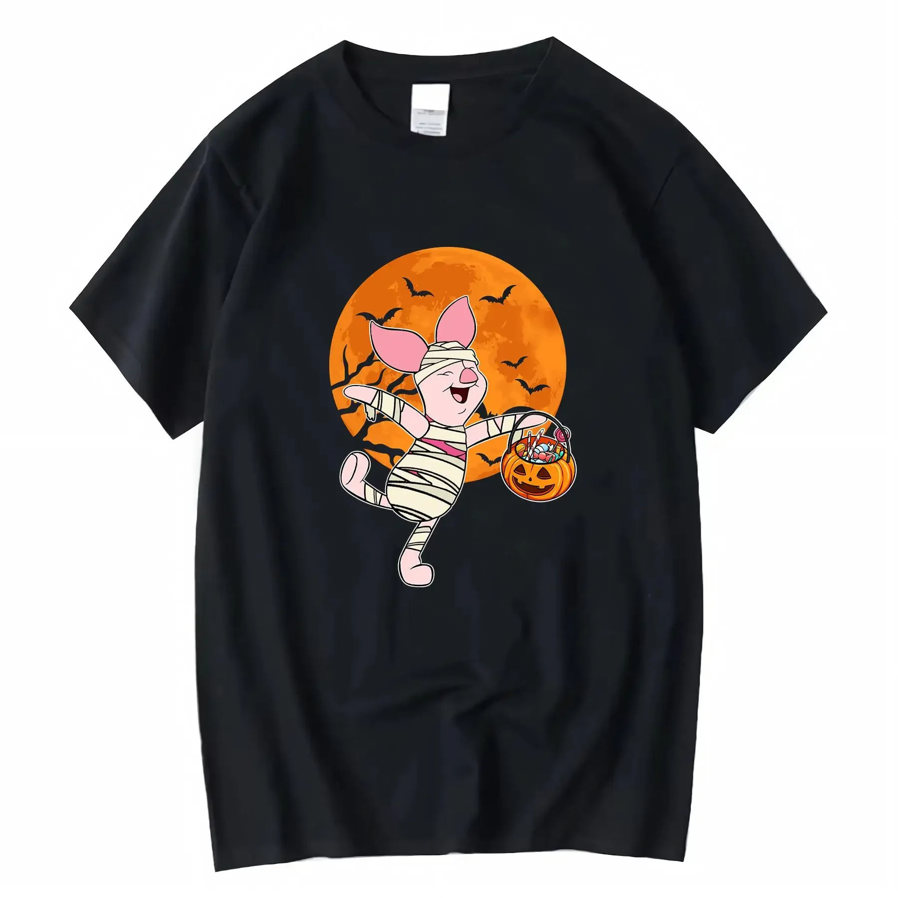 

Disney Piglet Mummy Pumpkin Winnie the Pooh Halloween 100 Crew Neck T shirt Suitable for Party 2025 vintage Washed Stylish