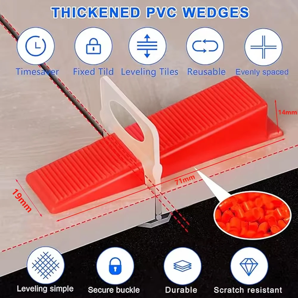 Sistema de nivelación de azulejos de 50-500 piezas, cuñas de inserción de cerámica reutilizables para Clips, Espaciadores, herramientas de
