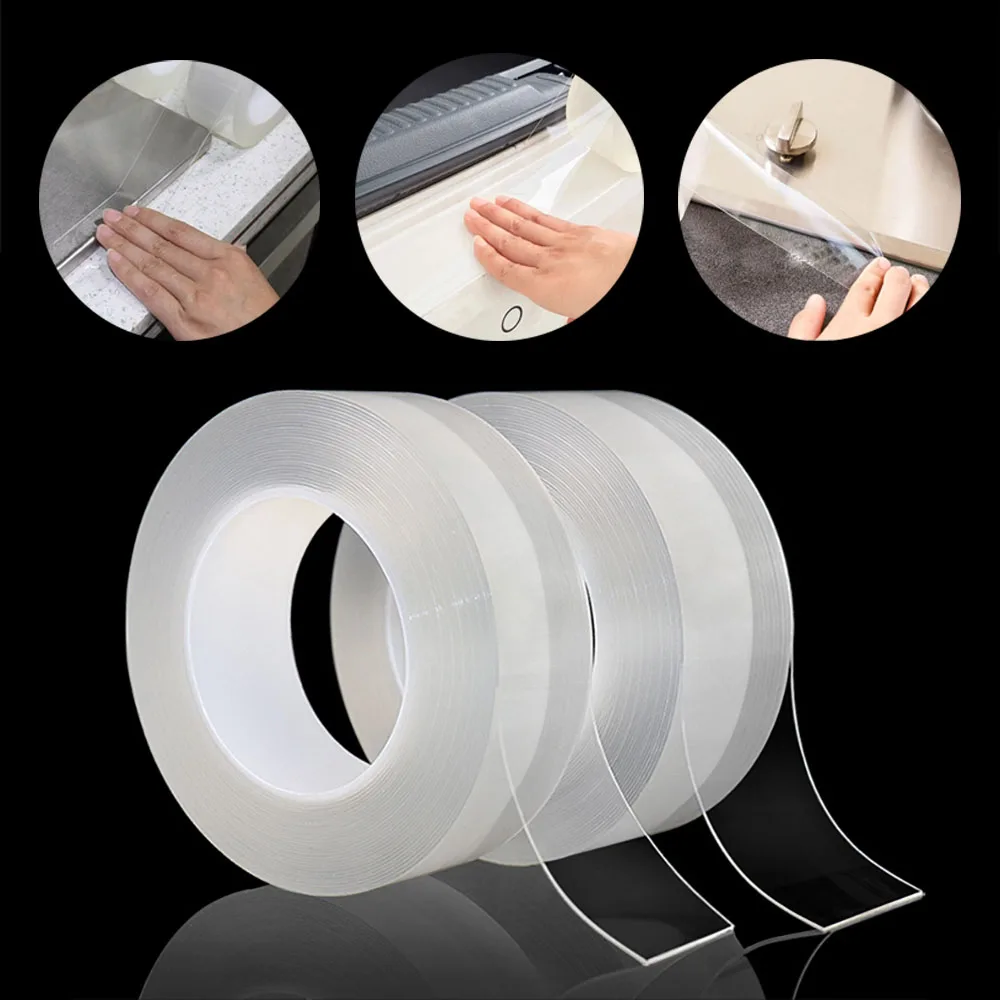 3/5/10m Transparent Single Sided Nano Tape Self Adhesive Waterproof Mildew Strong Seal For Sink Kitchen Bathroom