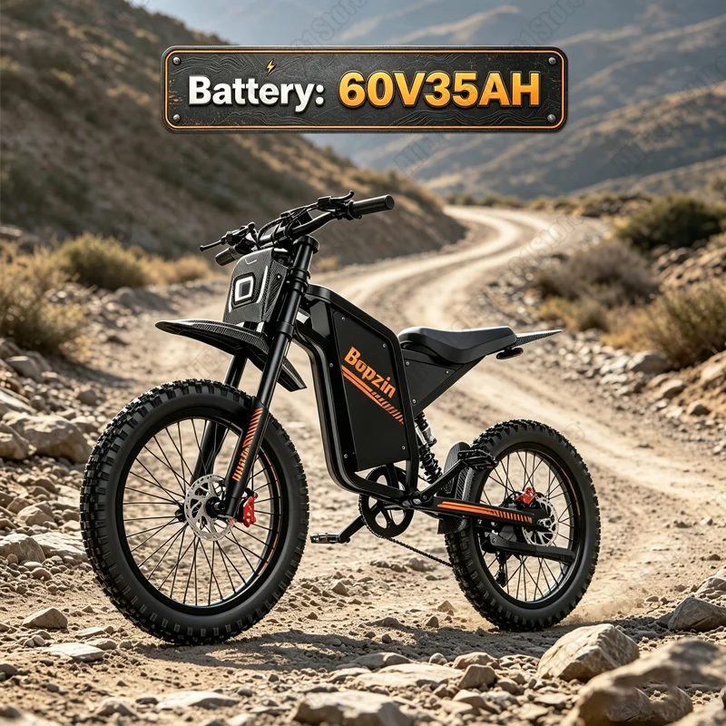 Vélo électrique Bopzin Q8 avec moteur puissant, batterie 60V35AH, pneus 25*3 pouces, moto électrique tout-terrain pour la neige, vélo électrique