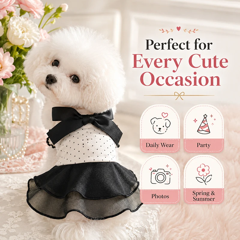 Ropa de verano con lazo para gatos y perros – Falda con volantes - imagen 5