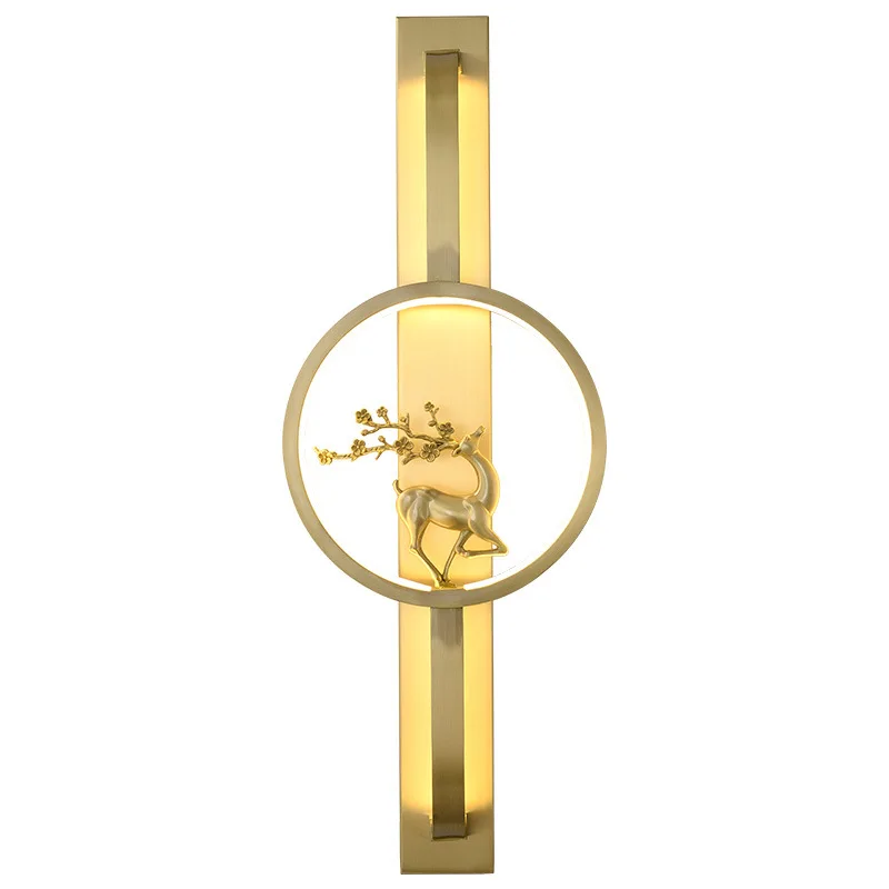 

New Chinese all-copper wall lamp Bedroom bedside lamp Chinese style modern simple light luxury designer living room led wall