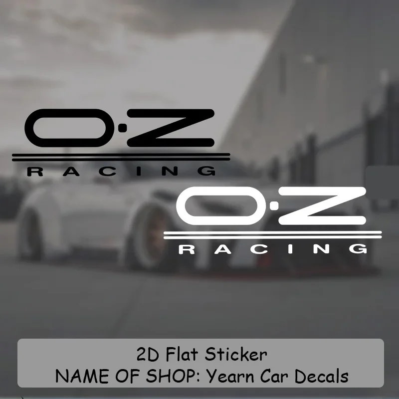 1PC Adesivo con logo OZ RACING Minimalista in bianco e nero Stile racing Decalcomania in vinile trasparente Impermeabile Durevole